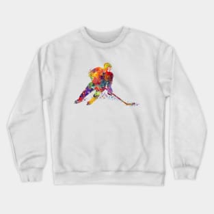 Girl Ice Hockey Player Watercolor Crewneck Sweatshirt